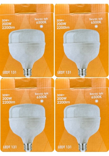 4 Adet Osaka 30w 200w 6500k Beyaz Işık E27 Duylu Kalın Duy Torch Led Ampul Yeni Model