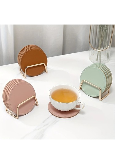 Willowhaven Yeşil 6 Adet Yapay Deri Paspas Metal Standlı Mantar Tabanlı Yüksek Sıcaklık Dayanımlı Yeşil