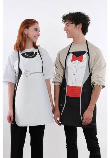 Beautiful İkili Paket Sıvı Geçirmez Su Geçirmez Mutfak Önlüğü Gelin&damat