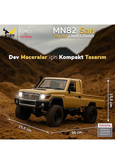 Mn Model Mn82 1/12 Toyota Land Cruiser Lc79 4wd Rc Model Crawler Offroad Uzaktan Kumandalı Araba Truck Rtr Lisanslı Sarı+dahili Işık Seti