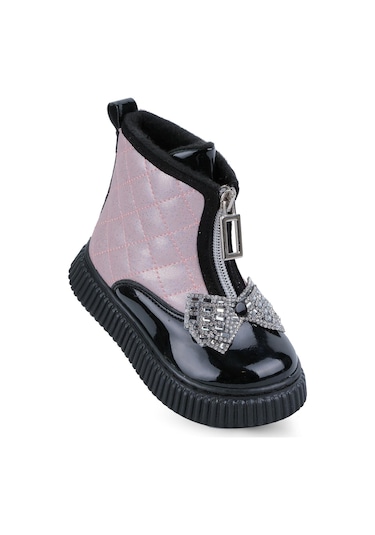 Kaptan Junior Kız Bebek Çocuk Botu Ortopedik Kaymaz Taban Barznk 560 Siyah