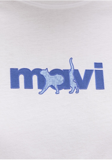 Mavi - Mavi Kedi Baskılı Beyaz Tişört 1613287-620 Beyaz