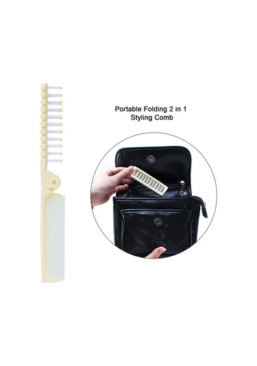 Samdoo Beyaz Çift Fonksiyonlu Katlanabilir Saç Tarzı Combı - İnce Ve Geniş İğne Tasarımı, Ergonomik Tutuş, Taşınabilir Dayanıklı Pp Malzeme