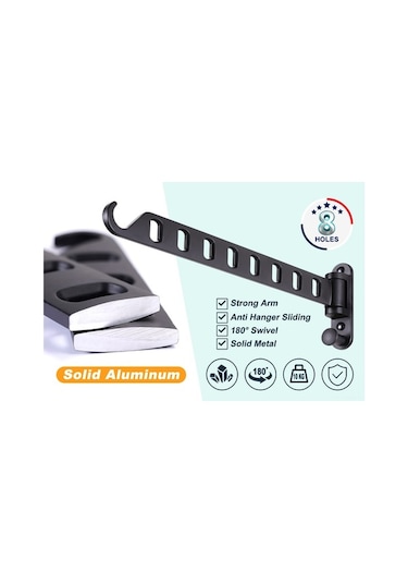 Besthome1 Alüminyum Katlanabilir 8 Delikli Çamaşır Asıcı - 2 Adet Siyah - Boşluk Tasarrufu Ev Gereci Siyah