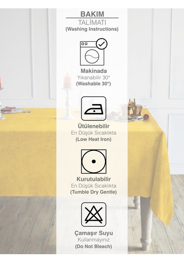 Daily Series Kadife Dokulu Güneş Sarısı Rengi Masa Örtüsü Güneş Sarısı