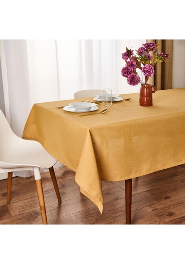 Evidea Soft Bella Keten Masa Örtüsü - Hardal - 140x200 Cm Hardal