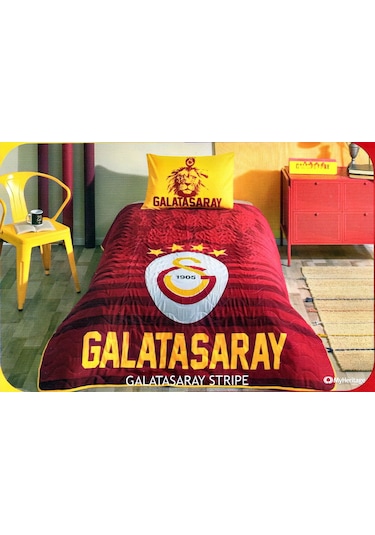 Taç Galatasaray Stripe Tek Kişilik Yatak Örtüsü 160x 230 Cm