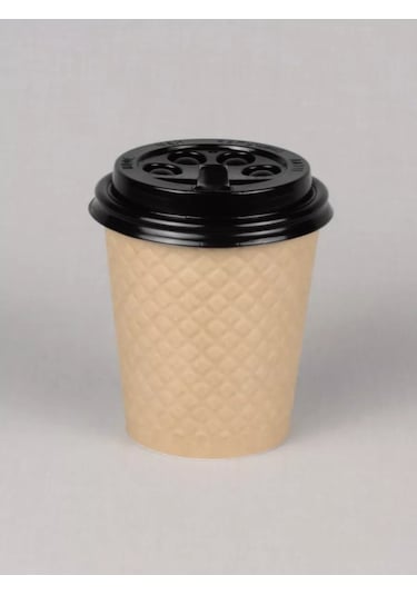 Softhomecraft Karton Bardak İki Katmanlı 250 Ml 100 Adet, Kraft, Kapaklı 173946752 100 adet