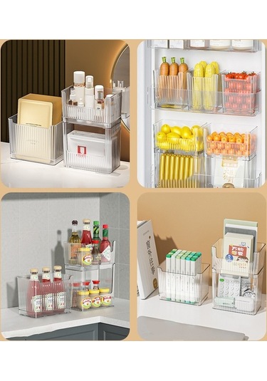 Dancemonkey Cbtx Buzdolabı Yan Kapı Saklama Kabı, Pet Düzenleyici Kutusu Çift Katmanlı L Şeffaf Çok Renkli