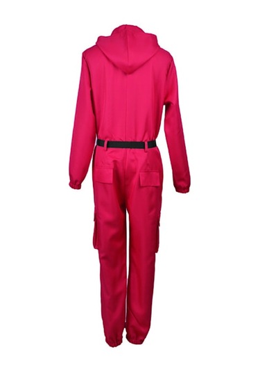 Yetişkin Çocuklar Unisex Kalamar Oyunu 2 Kostüm Cosplay Tulum + Kalamar Oyunu Maskesi Cadılar Bayramı Kıyafeti Hediyeleri Parti M Kare M