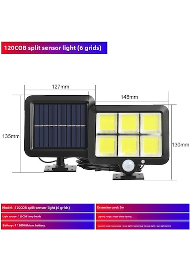 Mufunye Güneş Enerjili Dışarıdaki Işık: Su Geçirmez, Bölünmüş Sistem, 120 Cob, 3 Mod, 6-12 Saat Süreli Bahçe Garaj Duvar Lambası