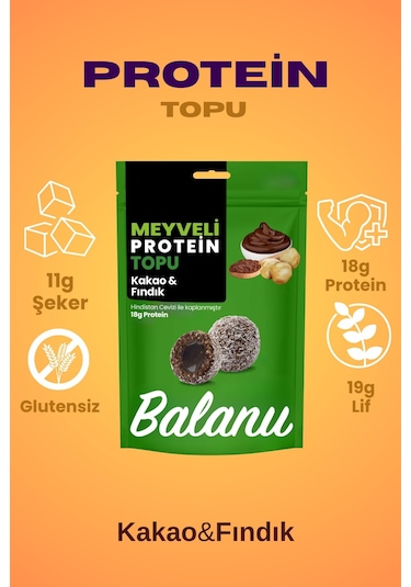 Meyveli Kakaolu & Fındıklı Protein Topları 110gr X3 Adet