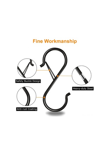 Yaozixa 35 Adet 9 Cm S-şekilli Güvenlik Kanca Siyah - Çelik Yapı, İç/ Dış Kullanım, Ev Ve Çalışma Mekanları İçin Dayanıklı Asma Aracı