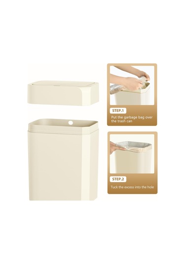 Qfdr Hareket Sensörlü Çöp Kutusu, Kapaklı 3,5 Galon Otomatik Beyaz