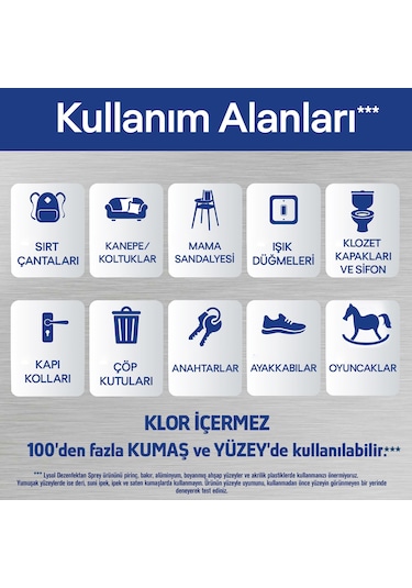 Lysol Pratik Yüzey Temizleyici, Koku Giderici, Dezenfektan Sprey Temizliği Esintisi 6 x 400 ML