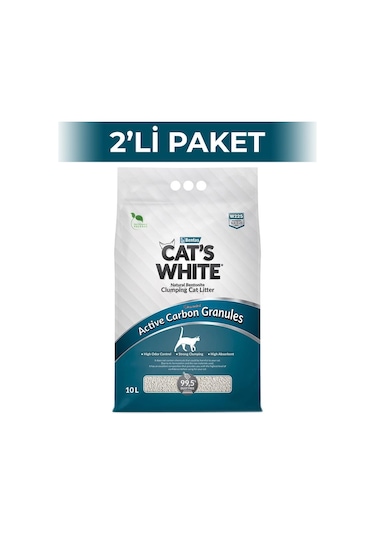 Cat's White Aktif Karbonlu Bentonit Kedi Kumu 2 x 10 L