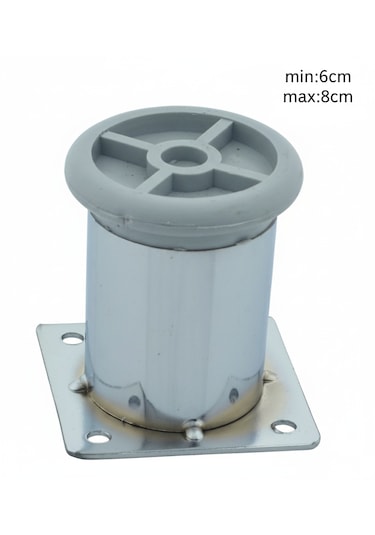 Ludıa Metal Ayarlanabilir 4 Adet Mobilya Ayağı Metal Tablalı 6cm Gri