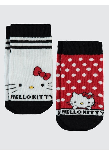 Hello Kitty Kız Çocuk 2'li Patik Çorap 2-12 Yaş Siyah Siyah