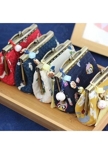 Linjinxu El Yapımı Kumaş Ve Tüyer Altın Çanta Bayan Retro Madeni Para Kesesi Mavi Diğer Diğer