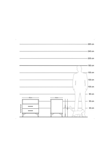 Hyperion Komodin Tek Raflı 2 Çekmeceli 60x44x64 Aytaşı-antrasit Aytaşı