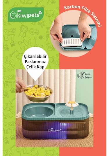 Kiwi Pets Kpf-10548 Mama Kabı Ve Otomatik Evcil Hayvan Su Çeşmesi