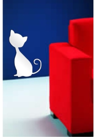 Kedi Dekoratif Ayna Gümüş