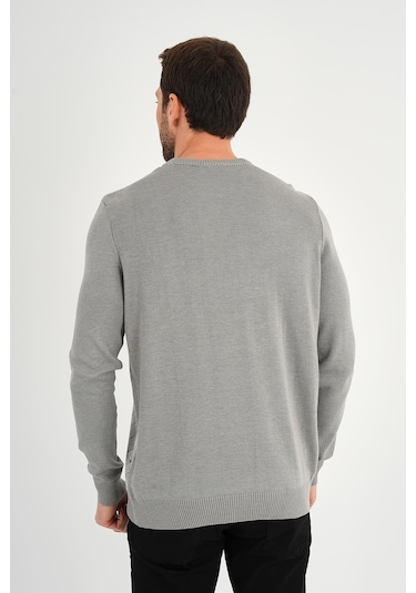 Alexander Gardi Alexandergardı Bisiklet Yaka Desenlı Regular Fit Kazak E24-eze-01 Gri