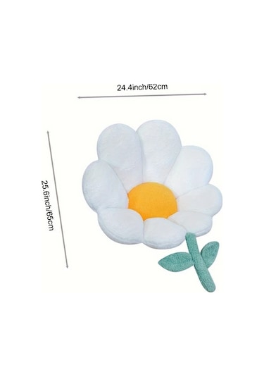 Elmpaly Turuncu Yastık 24x25 İnç Yumuşak Puşiden Dekoratif Çiçek Koltuk Yastığı Turuncu