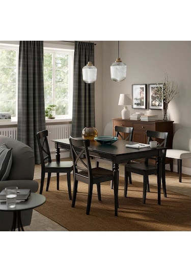 Ikea Siyah Sağlam Yemek Masası - Açılır Yemek Masası
