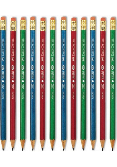 Kurşun Kalem Silgili Mercanlı 12 Adet Çok Renkli