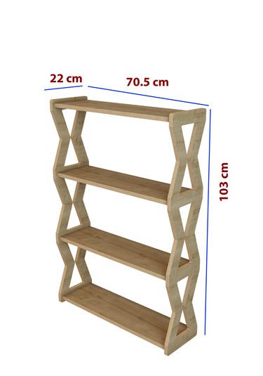 Zühre Safir Meşe -beyaz -4 Raflı Ahşap Ayakkabılık -çok Amaçlı Dekoratif Raf, Organizer Safirmeşe