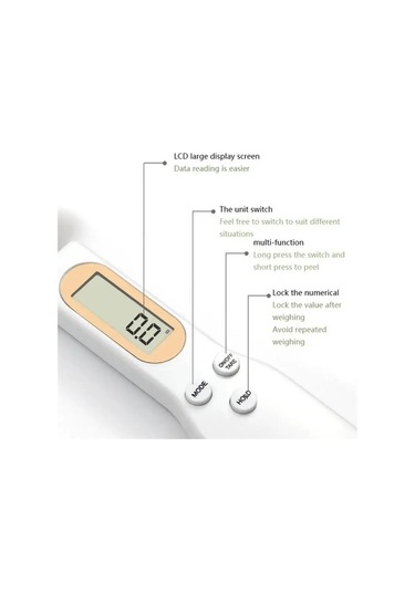Wondernest Dijital Tartı Kaşık Mutfak Ölçüm Lcd Beyaz Ayarlanabilir 1 Adet Beyaz