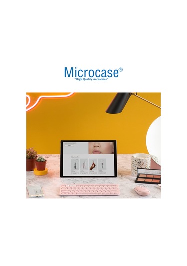 Microcase Yuvarlak Tuşlu Bluetooth Kablosuz Klavye - AL3048 Pembe