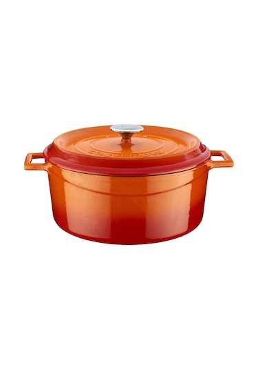 Lava Döküm Yuvarlak Tencere, Trendy, 28 Cm, 6.71 L Hacim, Turuncu Genel
