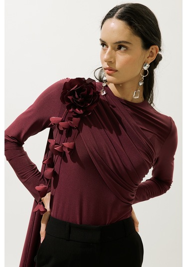 Çiçek Salkımlı Kemer Bordo Bordo