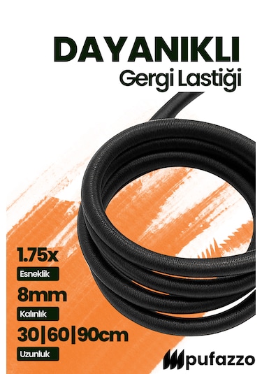 Pufazzo Kancalı Bagaj Lastiği 3 Adet - Bagaj Gergi Lastiği Turuncu 90cm 3 Adet
