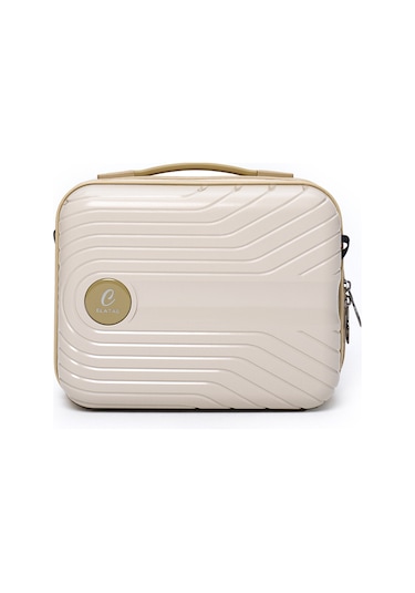 Elatae Exclusive Pro Polipropilen Kırılmaz 3'lü Valiz Seti Büyük - Orta Boy Ve Makyaj Çantası Bej - Vizon 5239 Bej - Vizon