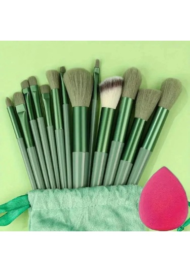 14 Pcs Makyaj Fırça Seti Göz Farı Vakfı Kadın Kozmetik Fırça Göz Farı Allık Gü Green 13pc Egg Dark Topaz