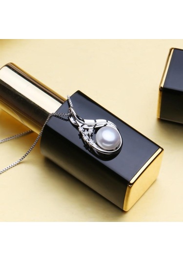 Siyah Lsooyh Moda Tüy Doğal Tatlı Su Inci Kolye Takı Setleri Kübik Zirkonya Cilp Küpe Siyah