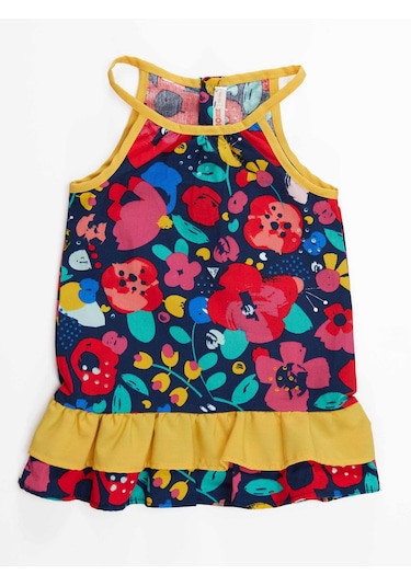 Denokids Çiçekli Kız Bebek Poplin Elbise
