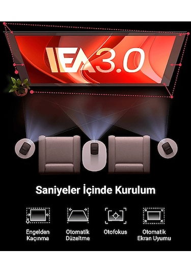 Anker Nebula Mars 3 Air Akıllı Taşınabilir Wifi Kablosuz Projeksiyon Cihazı Siyah