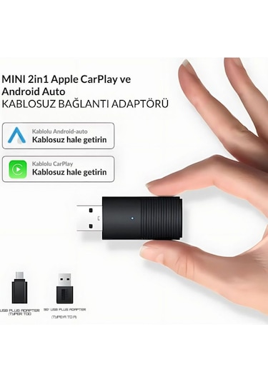 Dark 2 İn1 Kablosuz Carplay Ve Android Auto Adaptörü