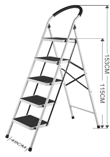 5 Basamaklı Katlanır Merdiven Kaymaz Geniş Basamaklı Ev & Mutfak Tipi 150 Kg Kapasite Emniyetli 1 Adet