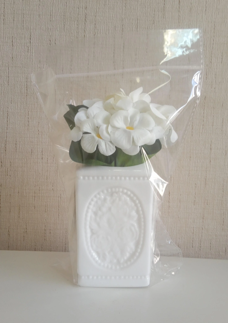 2 Adet Vazo Dahil,vazoda Çiçek,beyaz Yapay Çiçek,vazo Dekoratif Çiçekli Kare 8x8x16cm Çok Renkli