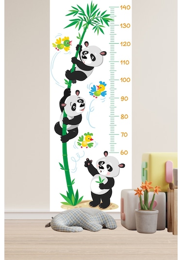Boy Ölçer Sticker Sevimli Pandalar Ve Kuşlar Temalı