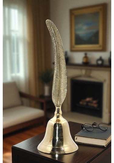 Antik Görünümlü Dekoratif Retro El Çanı Tüy Kalem Görünümlü