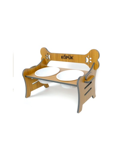 Realwood Suya Dayanıklı Özel İsimli Seramik Kase Kedi Köpek Mama Stantı