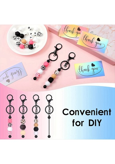 Gatherco Boncuklu Anahtarlık Çubukları Boncuklu Kendin Yap Boş Anahtarlıklar Boncuklu Anahtarlık El Sanatları İçin Metal Boncuklu Anahtarlık