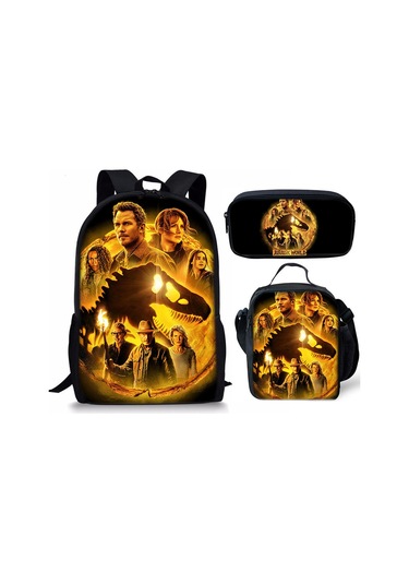 Monyee Jurassic World Dino Çantası Seti - Okul Çantası, Yemek Çantası Ve Kalem Kutusu Siyah