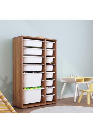 Rine 14 Sepetli Çok Amaçlı Oyuncak Dolabı Tropik Ceviz 2d4k8u Ceviz